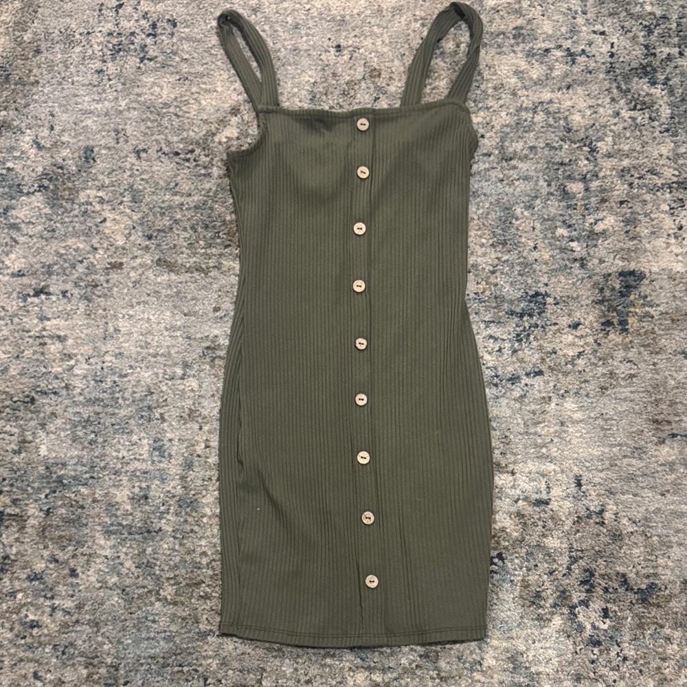 Iris Olive Button-Front Mini Dress